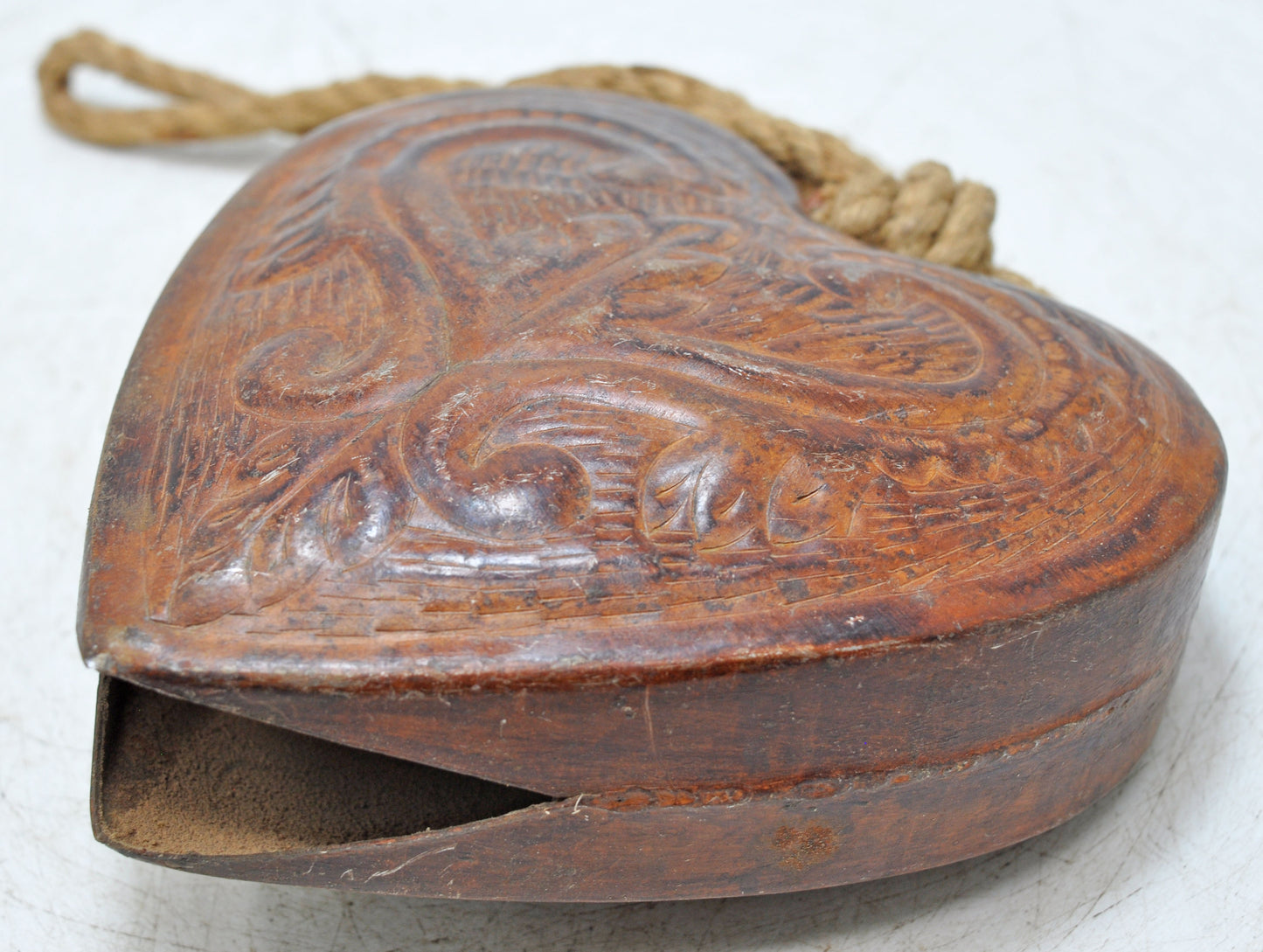 Antique Wooden Small Iron Cow Animals Bell Original Old Hand Carved