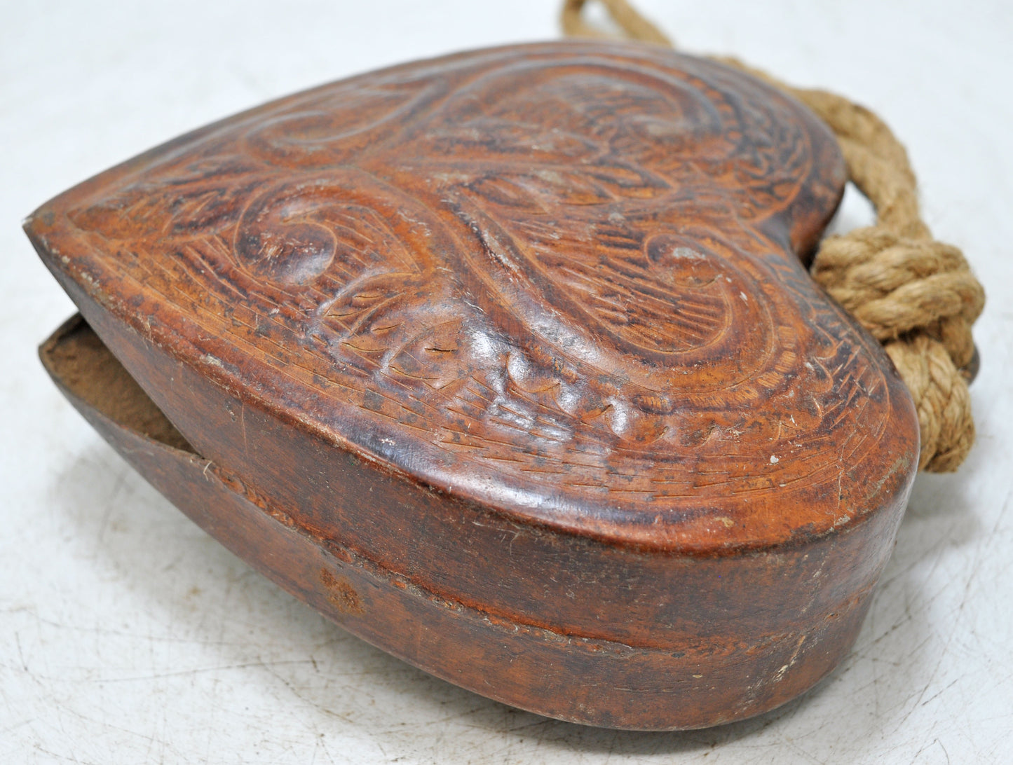 Antique Wooden Small Iron Cow Animals Bell Original Old Hand Carved