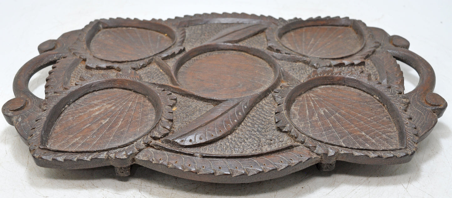 Antique Wooden Large Serving Tray Original Old Very Fine Hand Carved
