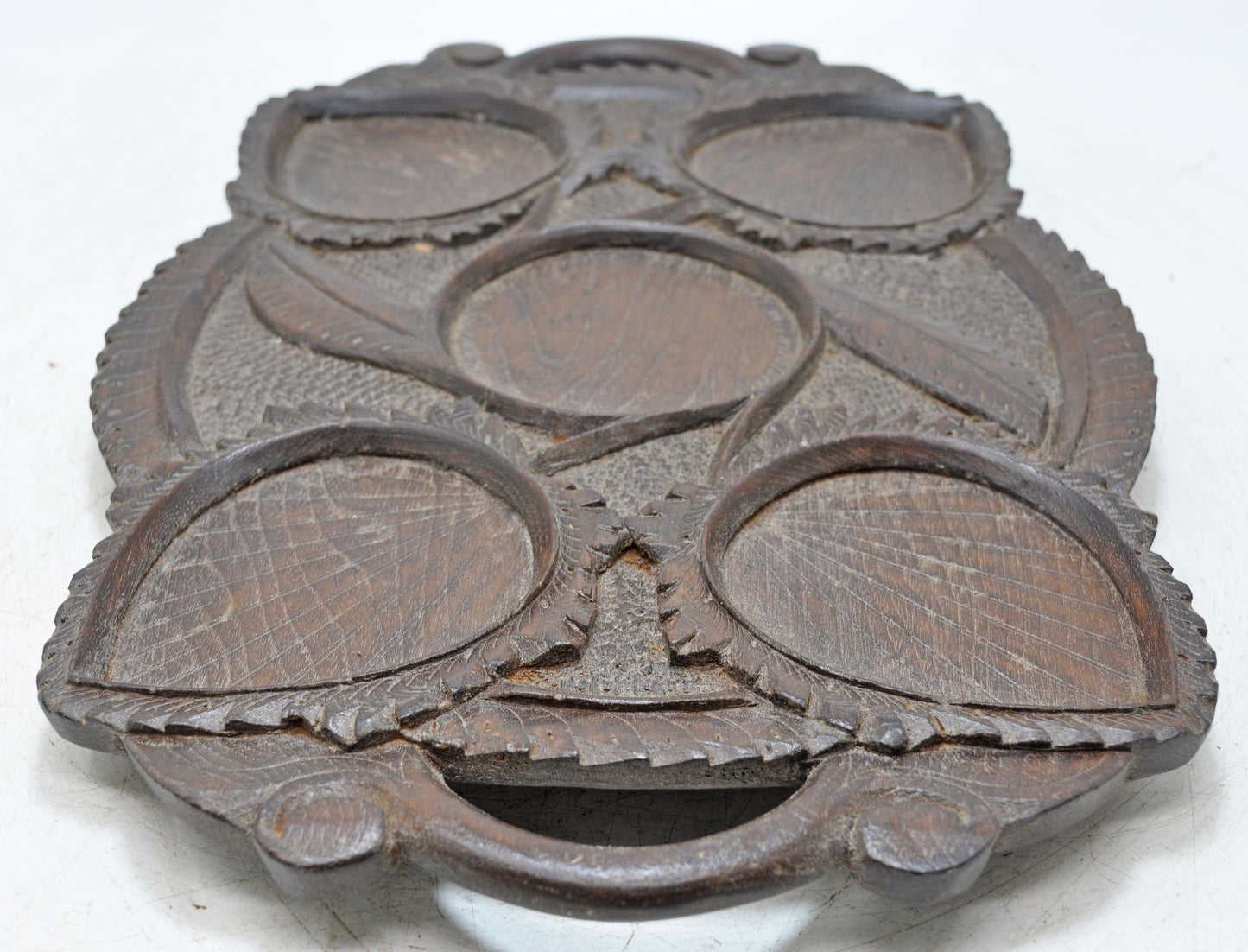 Antique Wooden Large Serving Tray Original Old Very Fine Hand Carved