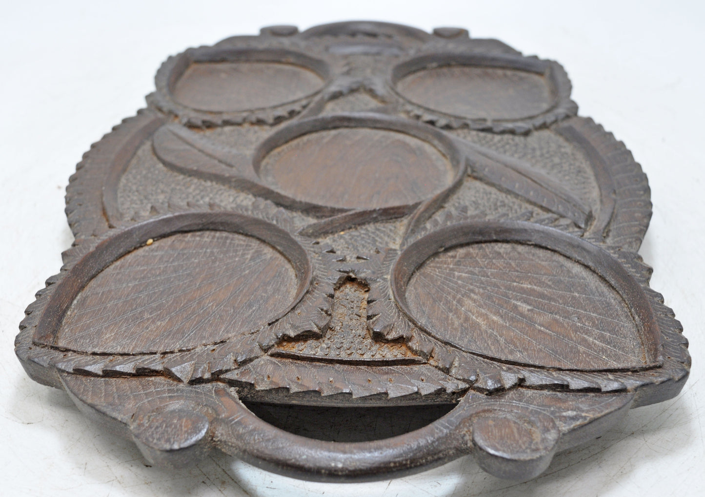 Antique Wooden Large Serving Tray Original Old Very Fine Hand Carved