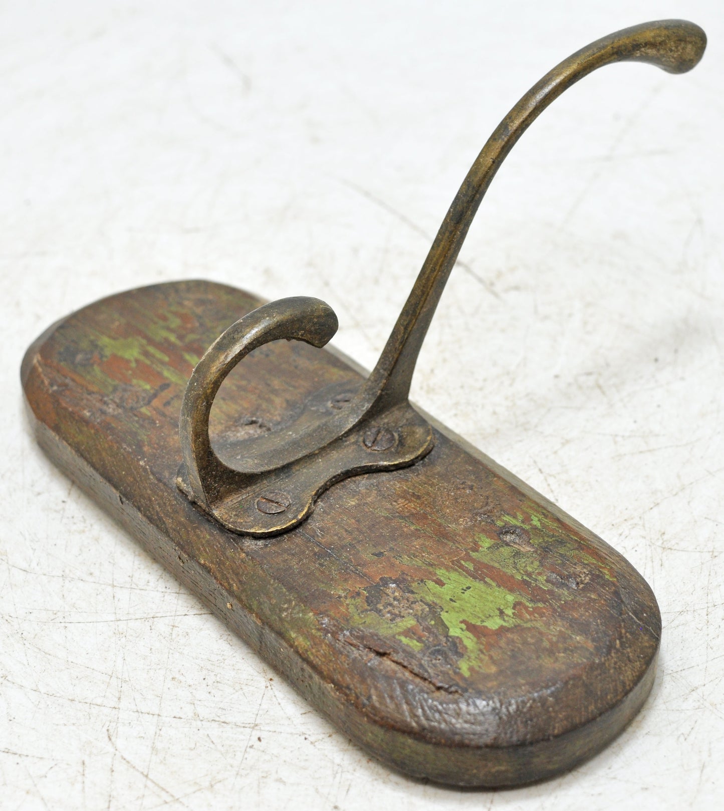 Antique Wooden Iron Small 1 Hook Hanger Original Old Hand Crafted