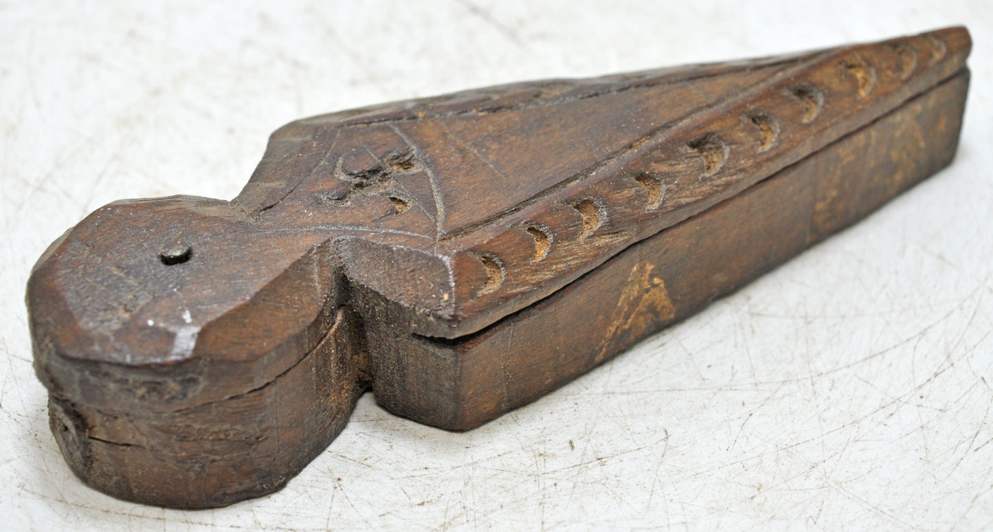 Antique Wooden Small Kum Kum Powder Tika Box Original Old Hand Carved