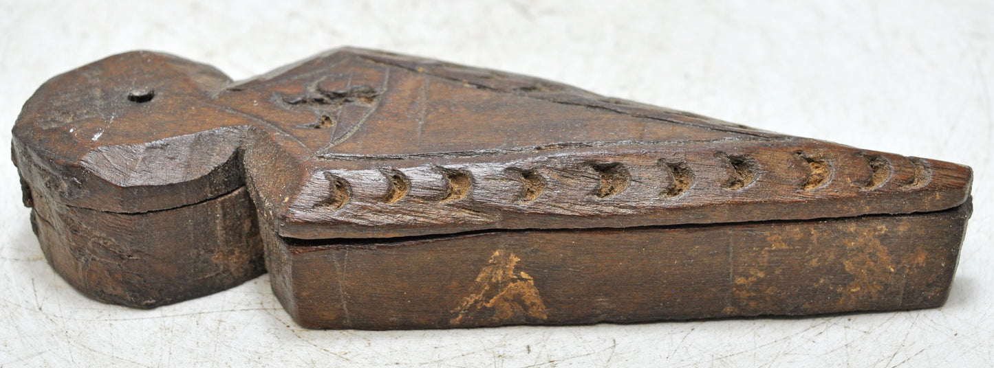 Antique Wooden Small Kum Kum Powder Tika Box Original Old Hand Carved