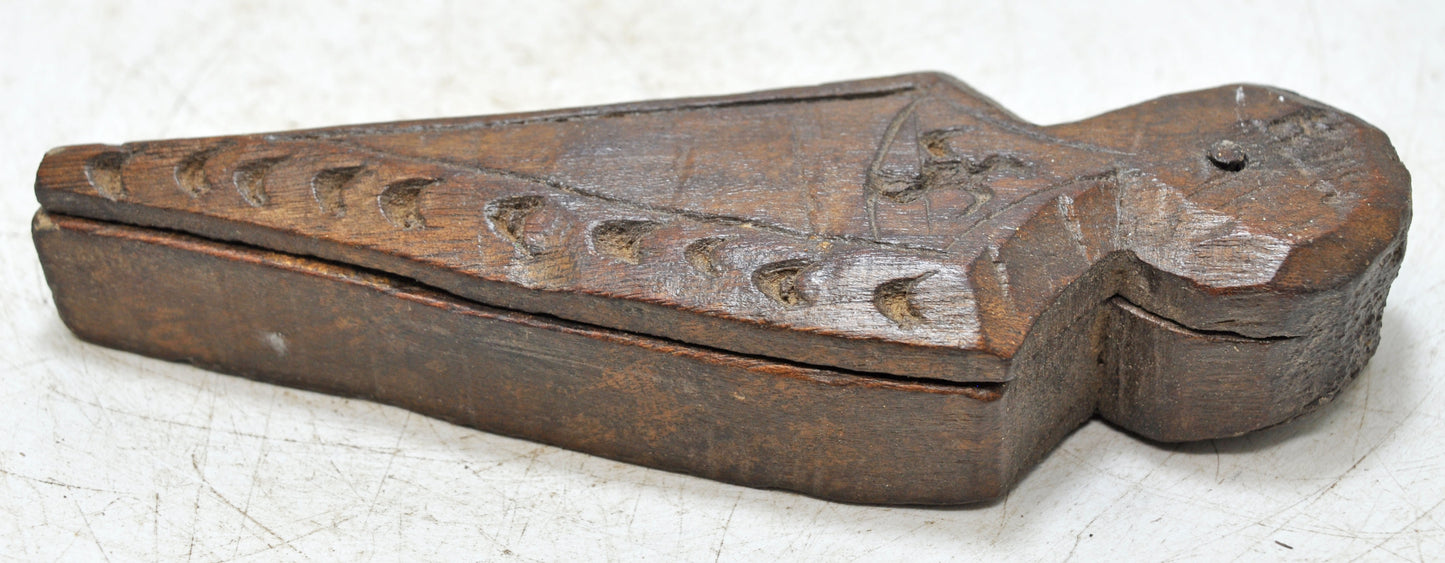 Antique Wooden Small Kum Kum Powder Tika Box Original Old Hand Carved