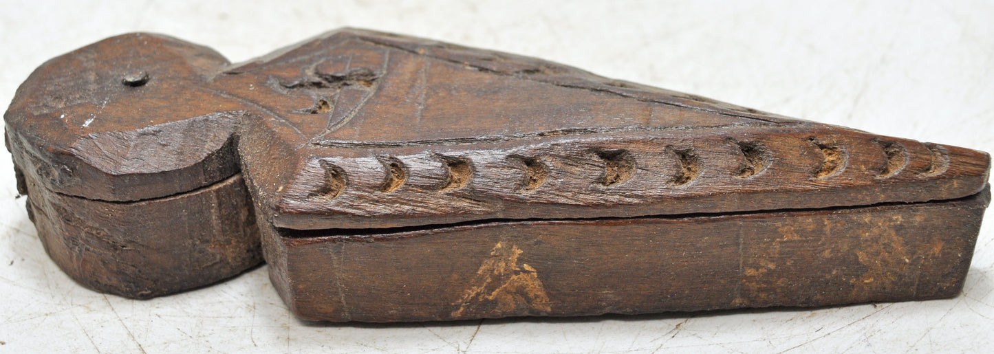 Antique Wooden Small Kum Kum Powder Tika Box Original Old Hand Carved
