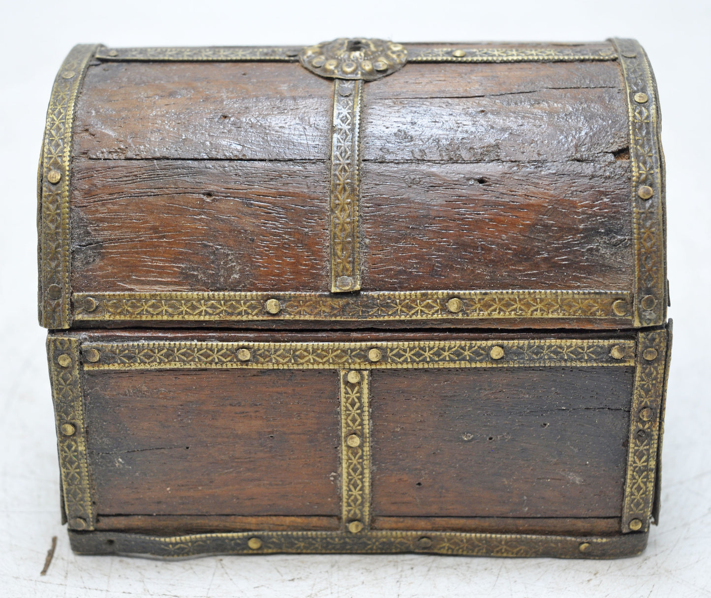 Vintage Wooden Small Storage Box Hand Crafted Brass Fitted