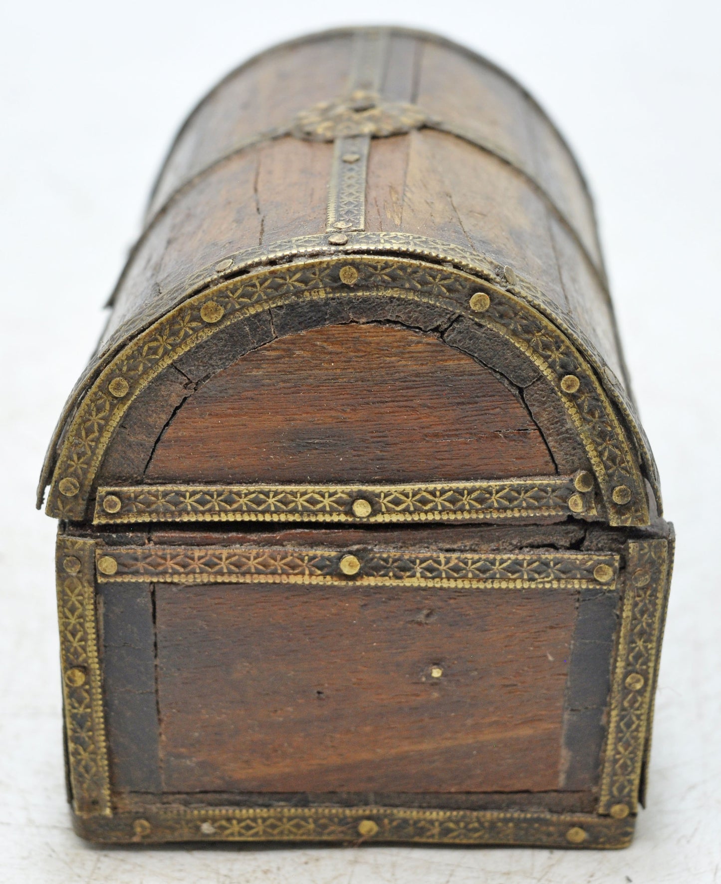 Vintage Wooden Small Storage Box Hand Crafted Brass Fitted