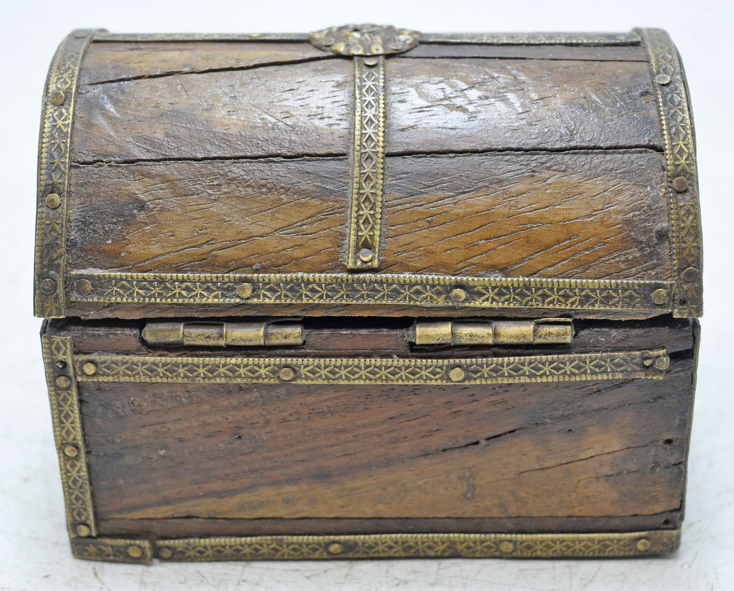 Vintage Wooden Small Storage Box Hand Crafted Brass Fitted
