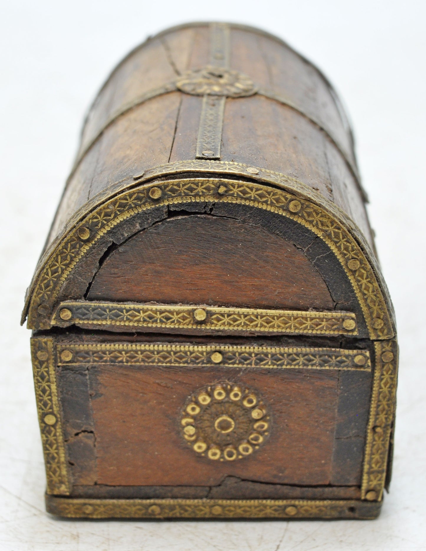 Vintage Wooden Small Storage Box Hand Crafted Brass Fitted