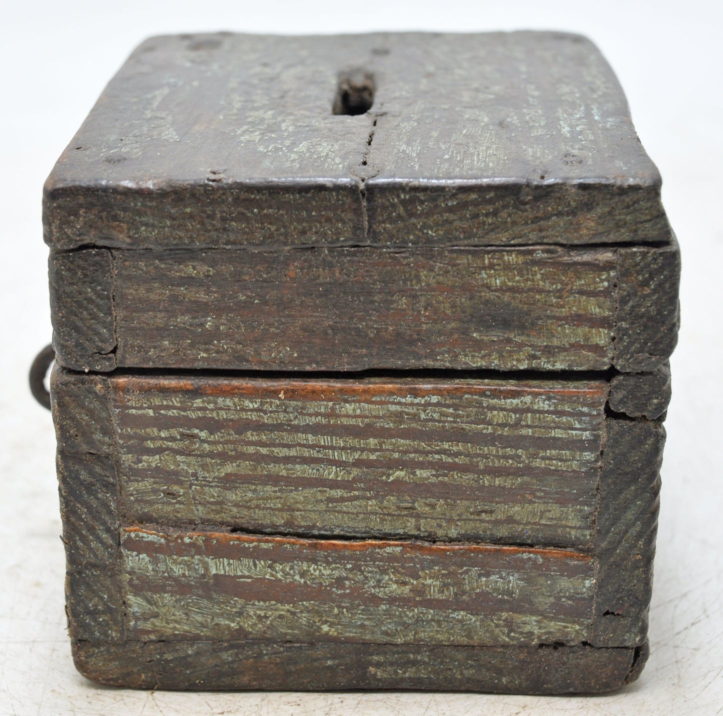 Antique Wooden Small Coin Money Box Original Old Hand Crafted Polychrome