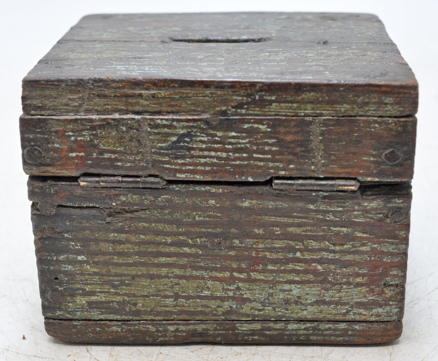 Antique Wooden Small Coin Money Box Original Old Hand Crafted Polychrome