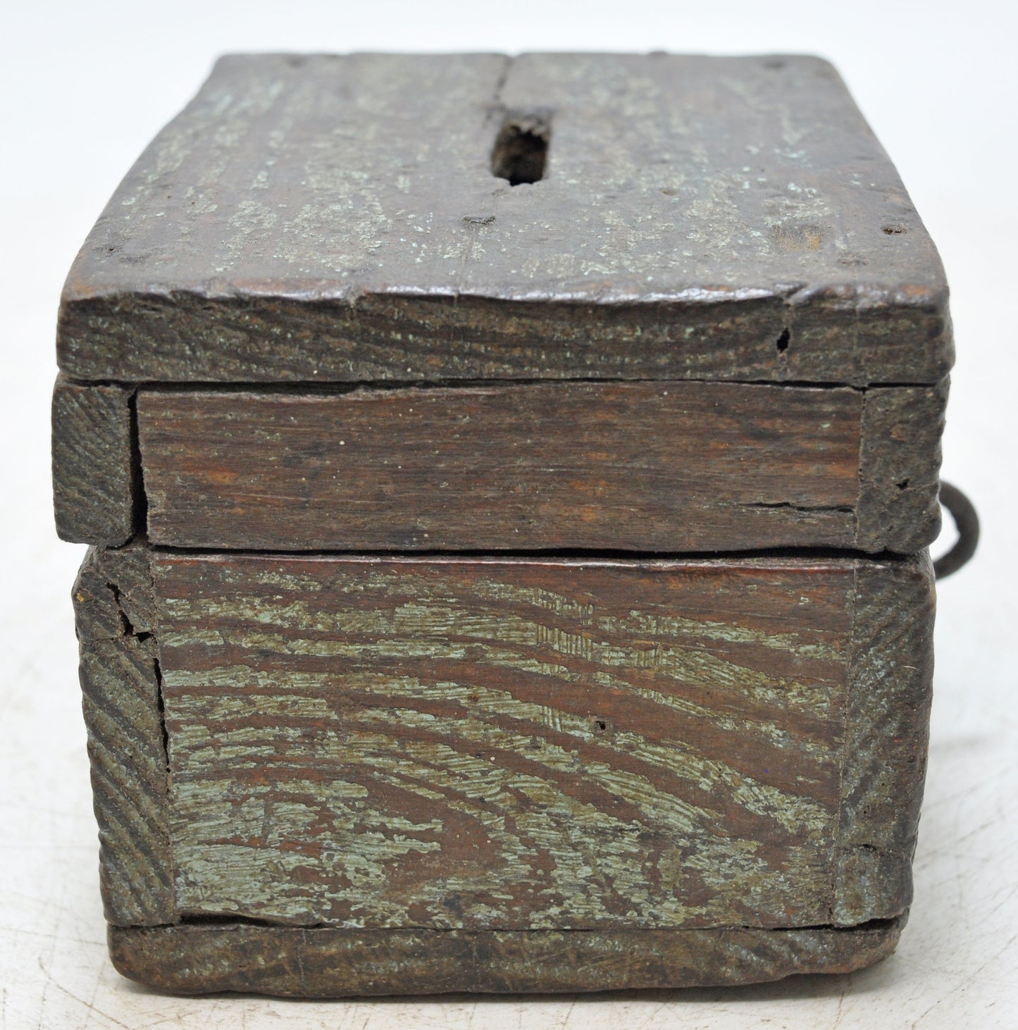 Antique Wooden Small Coin Money Box Original Old Hand Crafted Polychrome