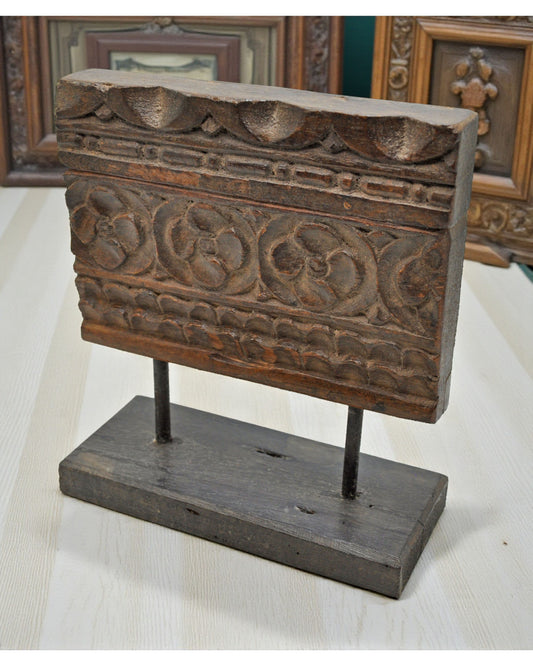 Antique Wooden Floral Carving Panel Plaque Original Old Fine Hand Carved