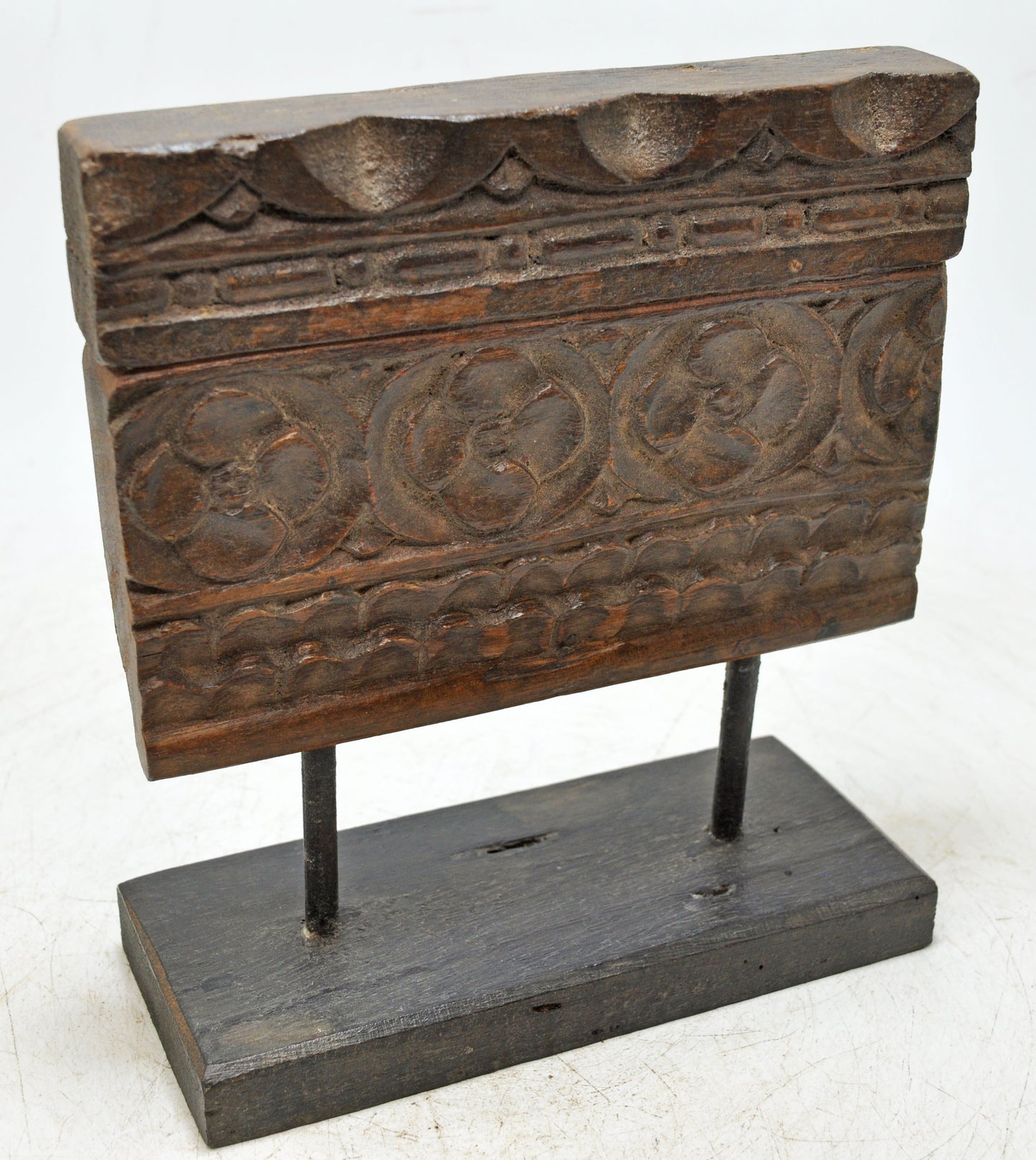 Antique Wooden Floral Carving Panel Plaque Original Old Fine Hand Carved