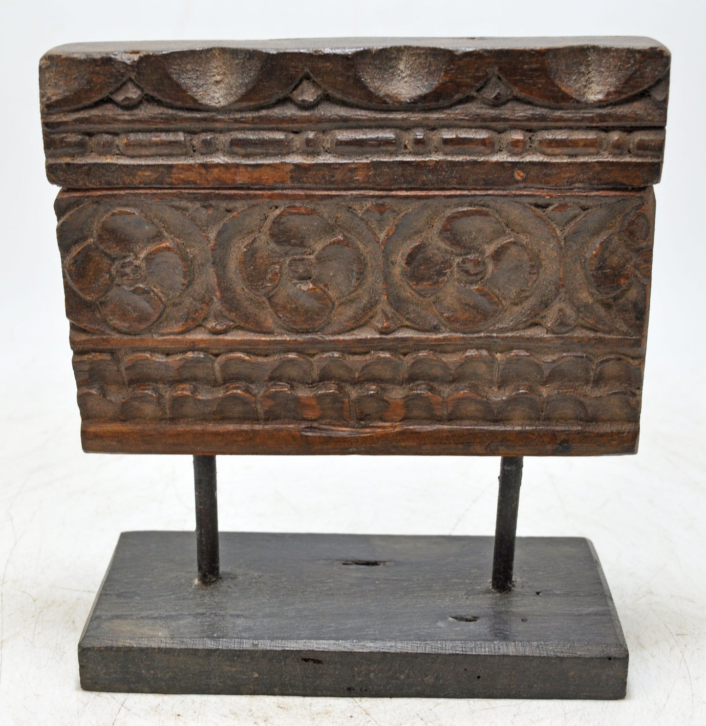 Antique Wooden Floral Carving Panel Plaque Original Old Fine Hand Carved