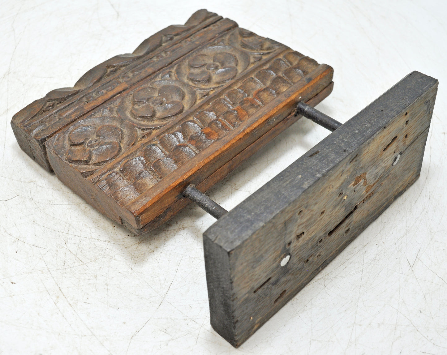 Antique Wooden Floral Carving Panel Plaque Original Old Fine Hand Carved