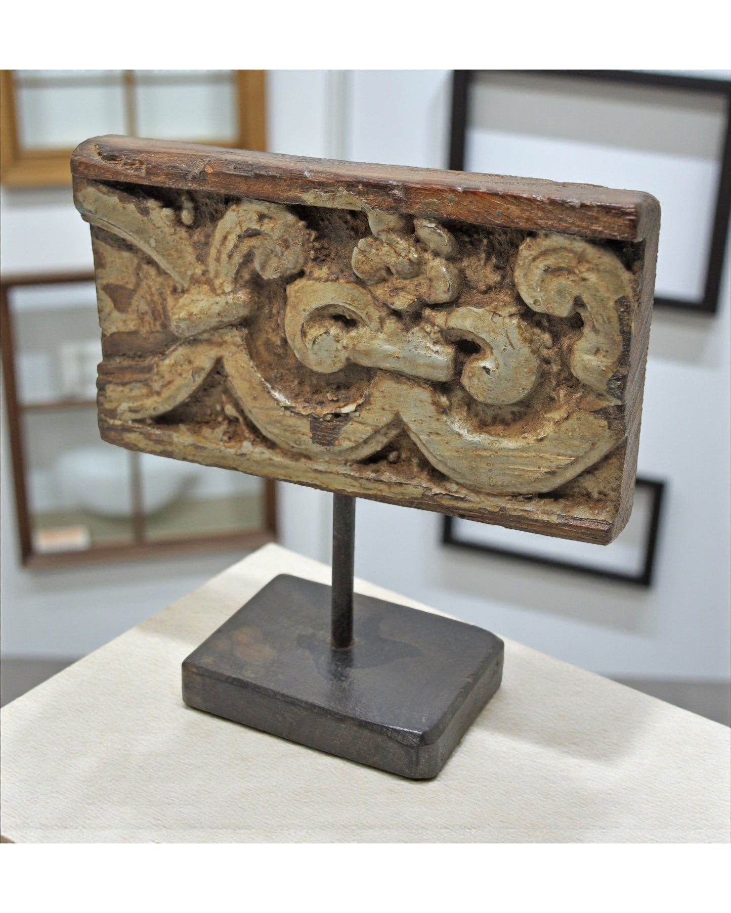 Antique Wooden Floral Carving Panel Plaque Original Old Fine Hand Carved