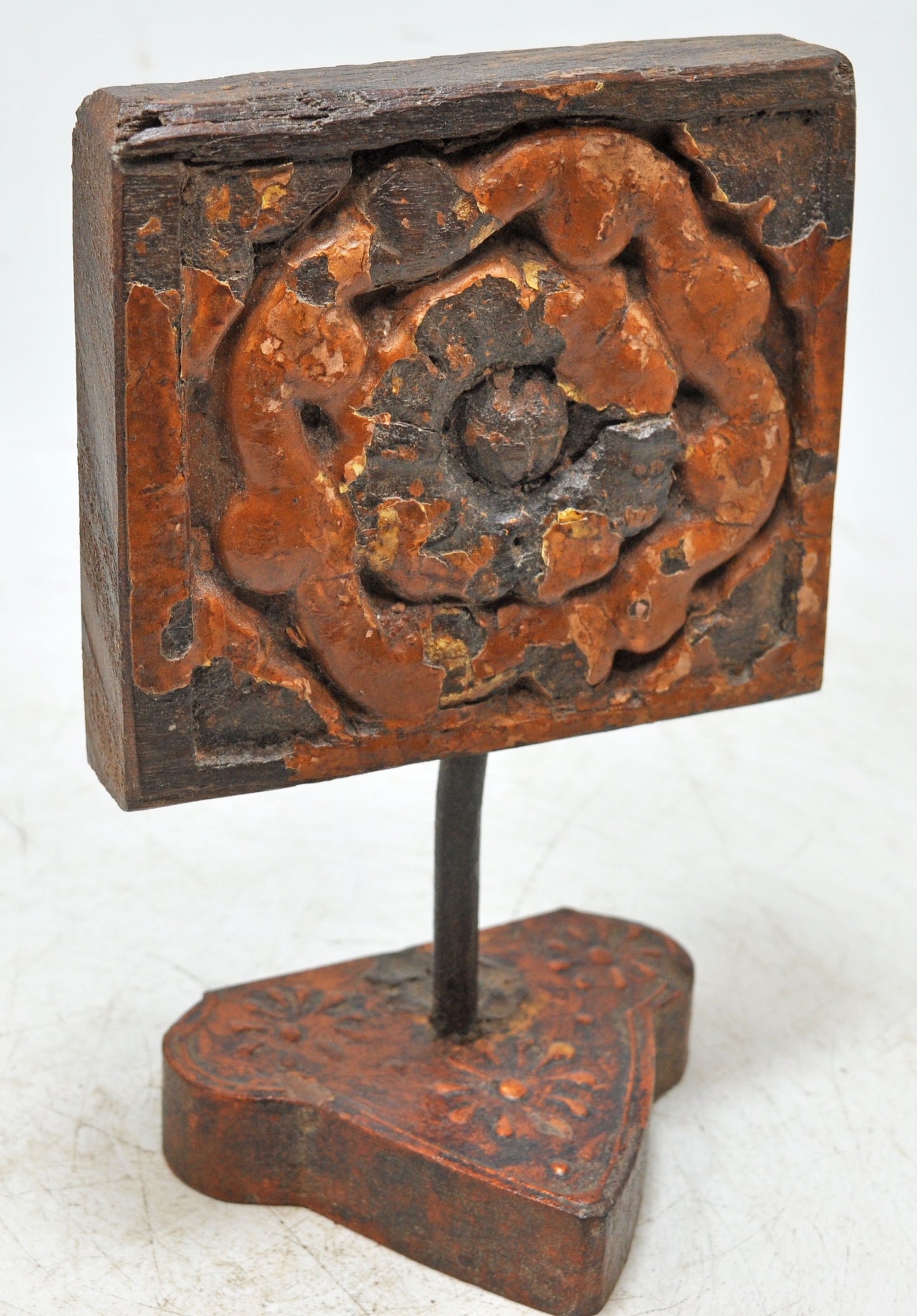 Antique Wooden Floral Carving Panel Plaque Original Old Fine Hand Carved