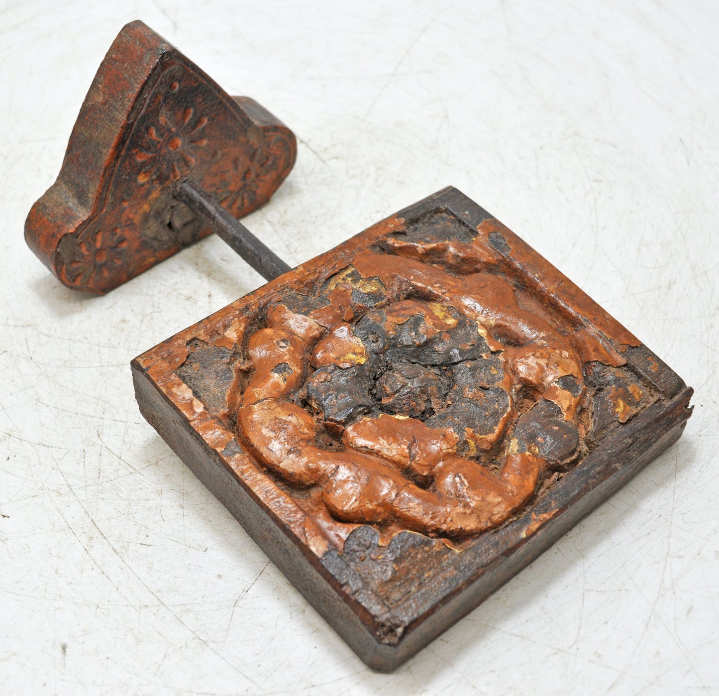 Antique Wooden Floral Carving Panel Plaque Original Old Fine Hand Carved