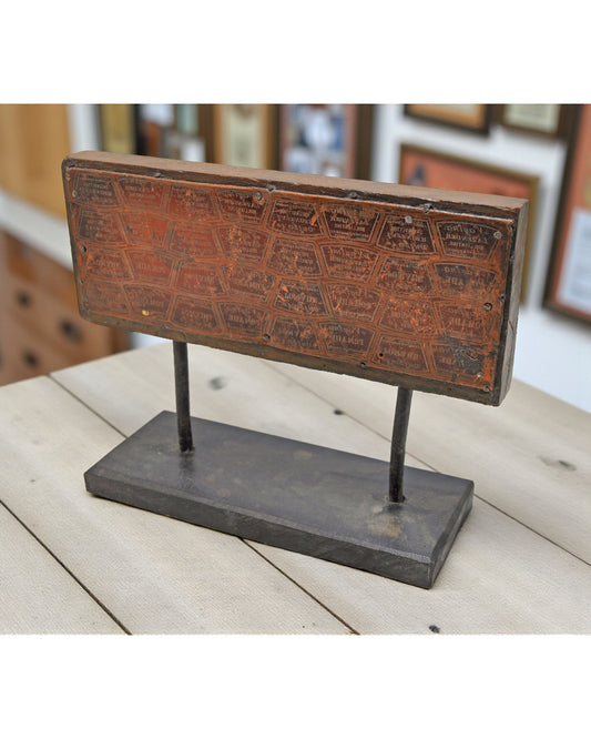 Antique Wooden Metal Printing Press Dye on Stand Original Old Fine Hand Crafted