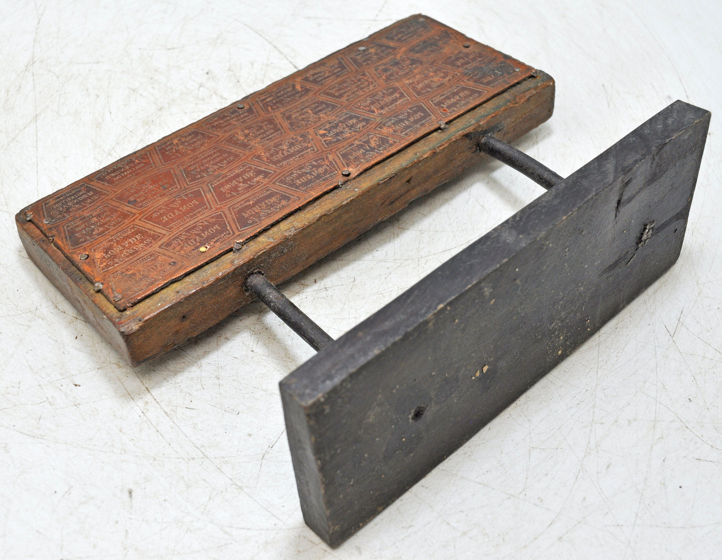 Antique Wooden Metal Printing Press Dye on Stand Original Old Fine Hand Crafted