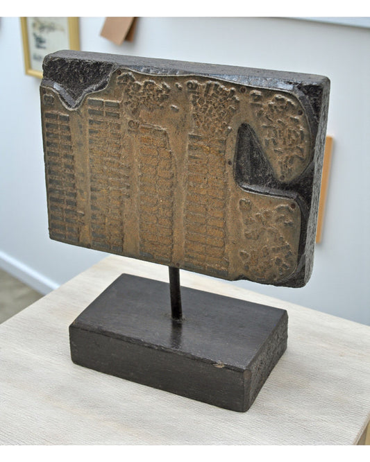 Antique Wooden Metal Printing Press Dye on Stand Original Old Fine Hand Crafted