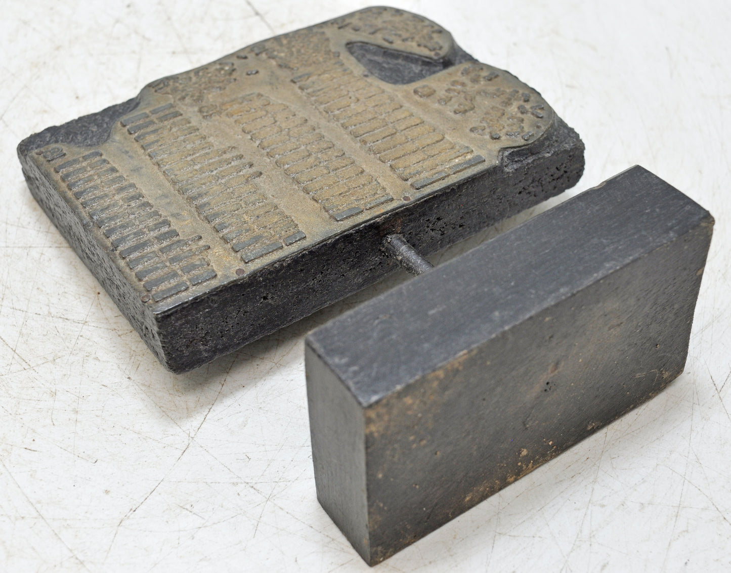 Antique Wooden Metal Printing Press Dye on Stand Original Old Fine Hand Crafted