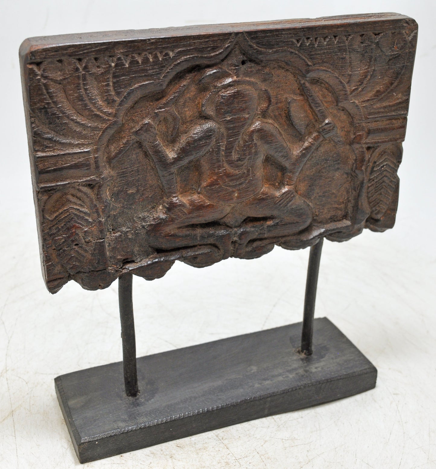 Antique Wooden God Ganesha Idol Panel Plaque Original Old Fine Hand Carved