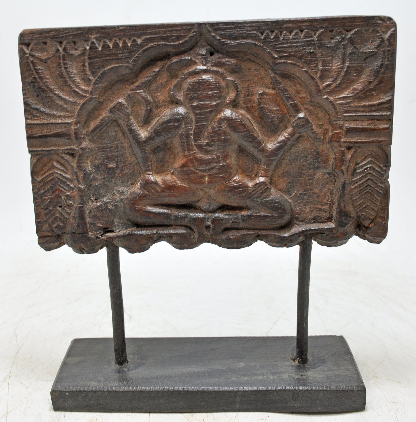 Antique Wooden God Ganesha Idol Panel Plaque Original Old Fine Hand Carved
