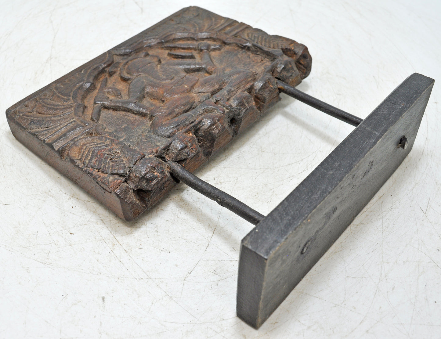 Antique Wooden God Ganesha Idol Panel Plaque Original Old Fine Hand Carved