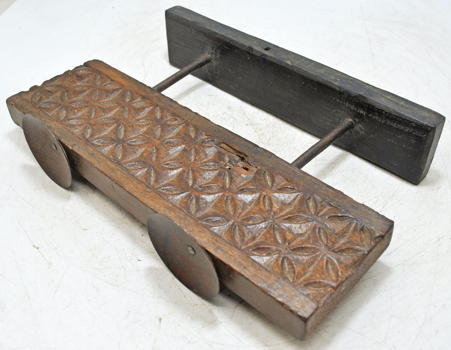 Antique Wooden Floral Carving Panel Candle Holder Original Old Fine Hand Carved