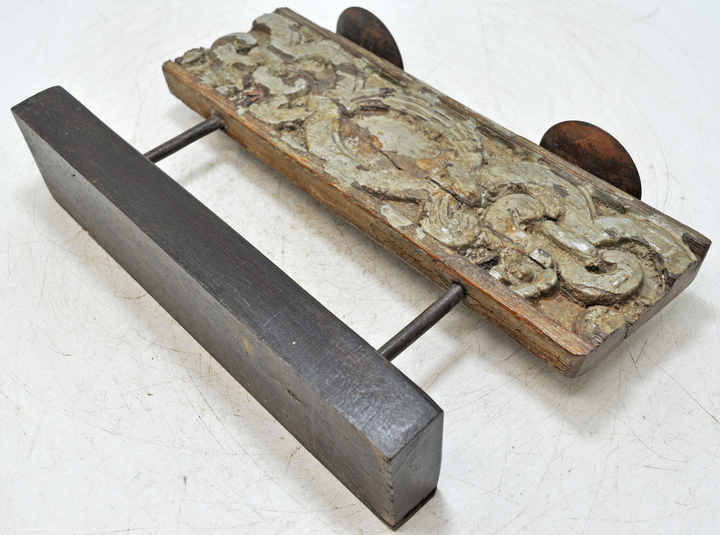 Antique Wooden Floral Carving Panel Candle Holder Original Old Fine Hand Carved