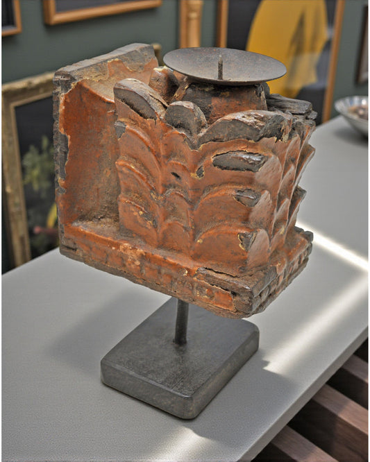 Antique Wooden Bracket Carving Candle Holder Original Old Hand Carved