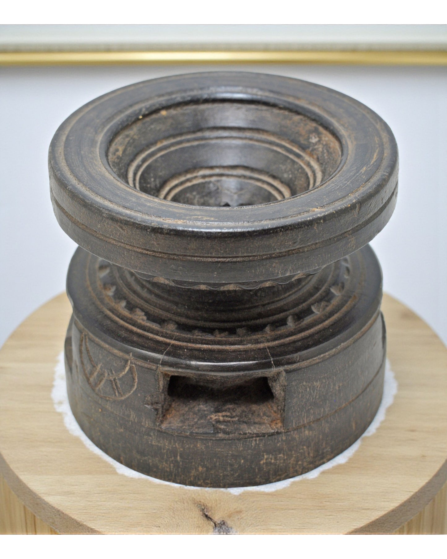 Antique Wooden Agricultural Seed Holder Bijni Original Old Hand Carved