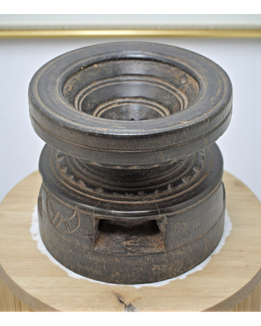 Antique Wooden Agricultural Seed Holder Bijni Original Old Hand Carved