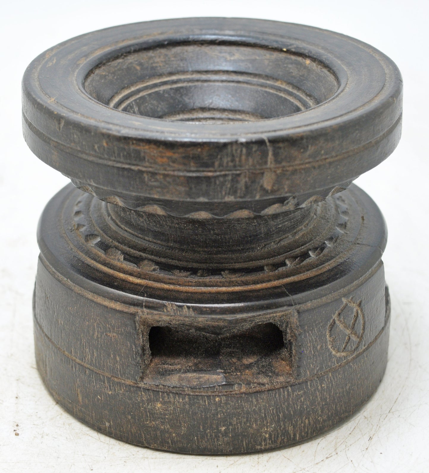 Antique Wooden Agricultural Seed Holder Bijni Original Old Hand Carved