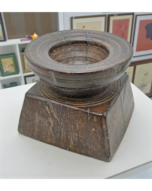 Antique Wooden Agricultural Seed Holder Bijni Original Old Hand Carved