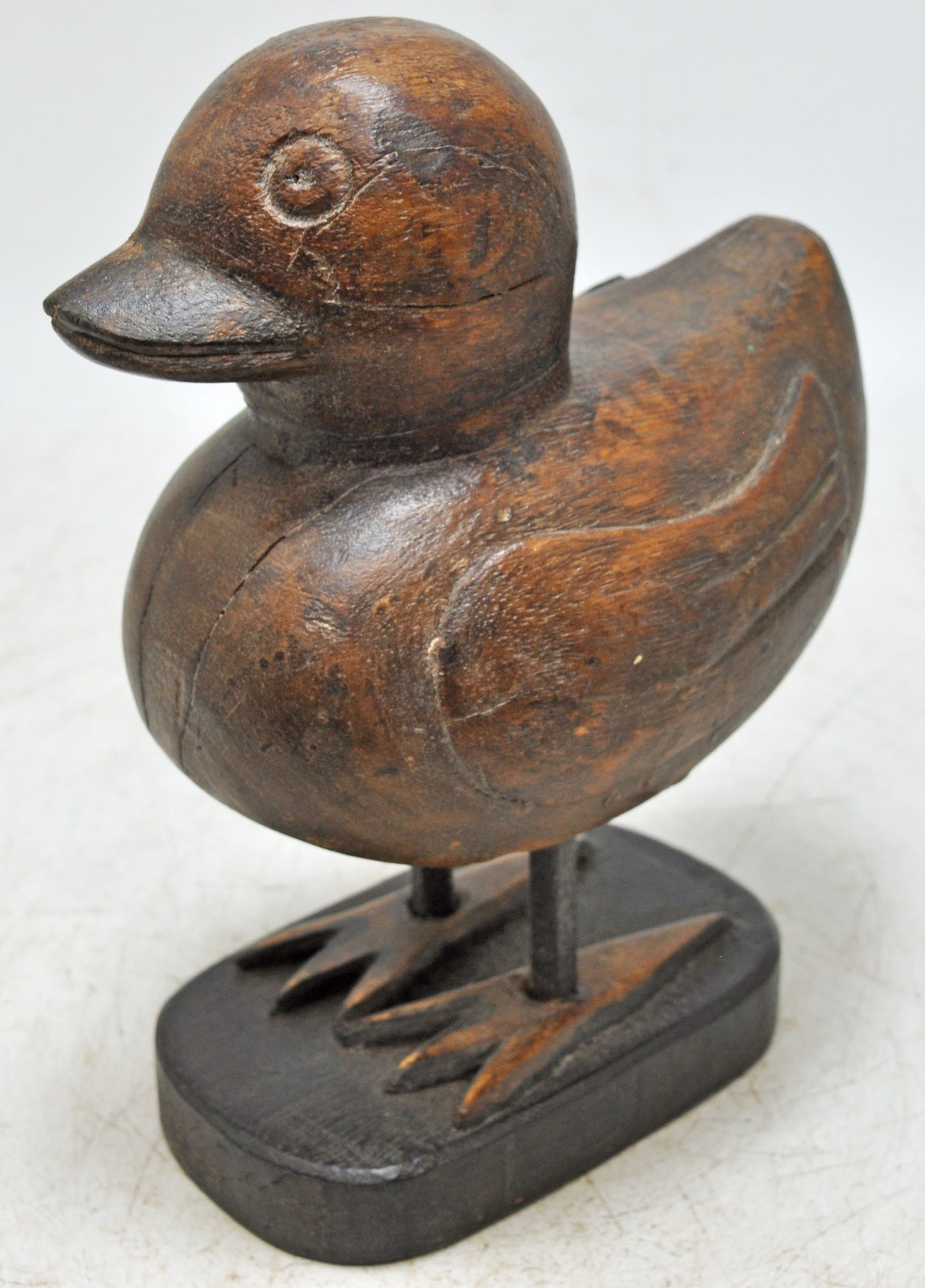 Vintage Wooden Duck Figurine Original Old Hand Carved