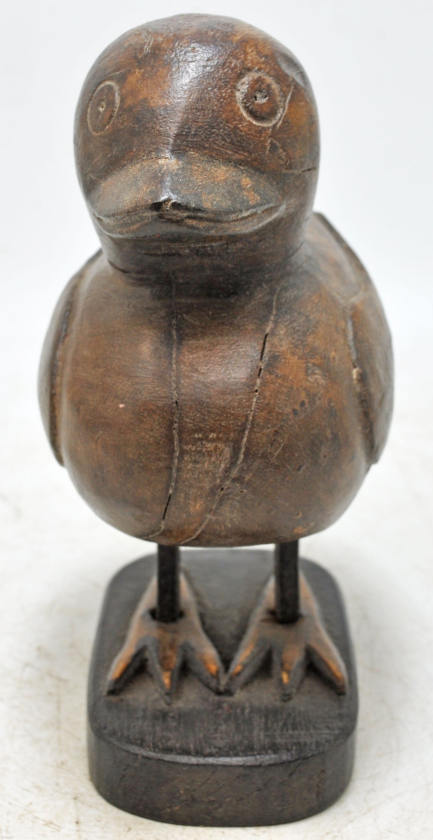 Vintage Wooden Duck Figurine Original Old Hand Carved