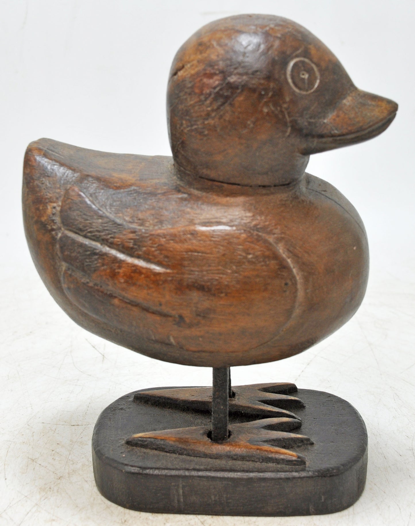 Vintage Wooden Duck Figurine Original Old Hand Carved