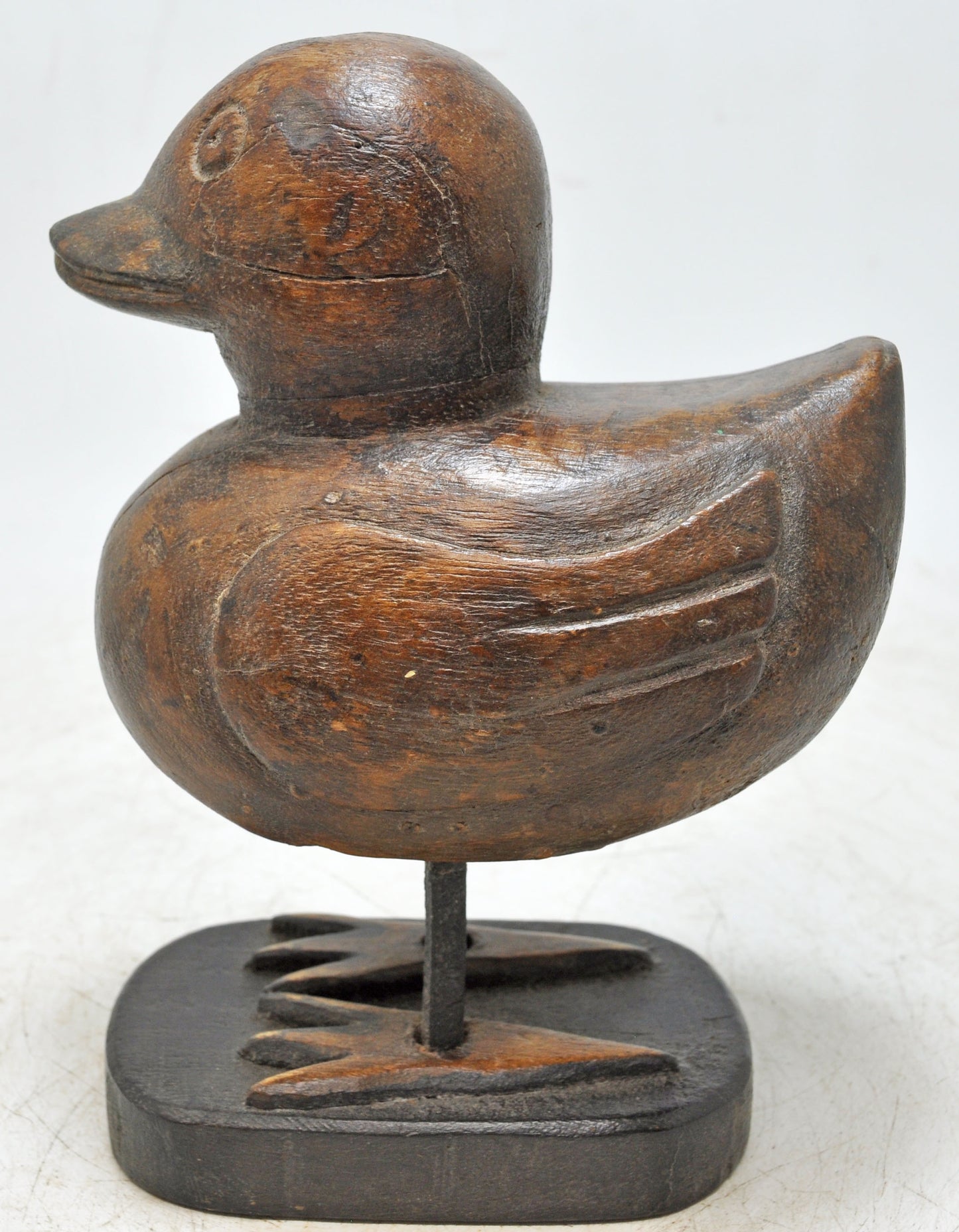 Vintage Wooden Duck Figurine Original Old Hand Carved