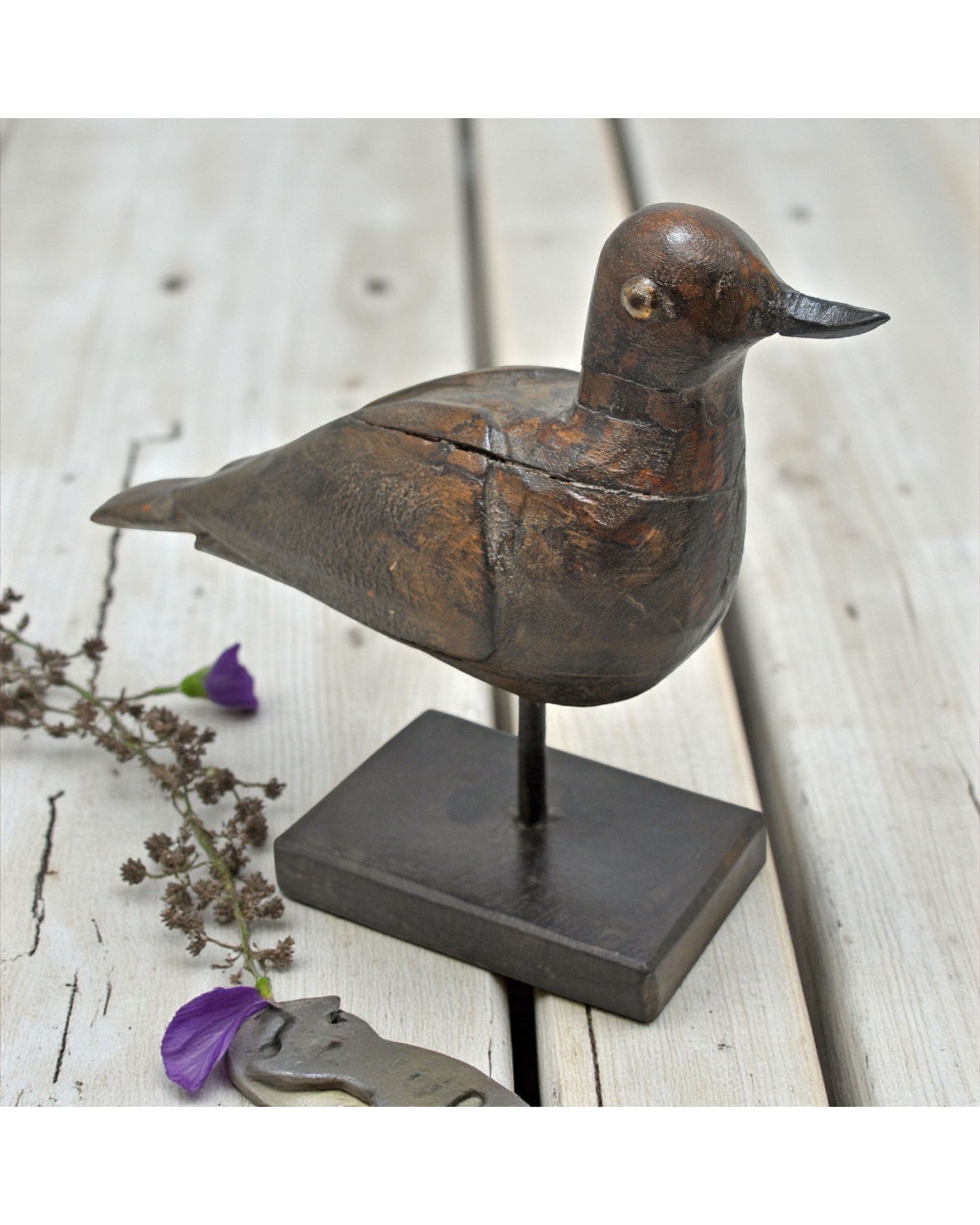 Vintage Wooden Bird Figurine Original Old Hand Carved