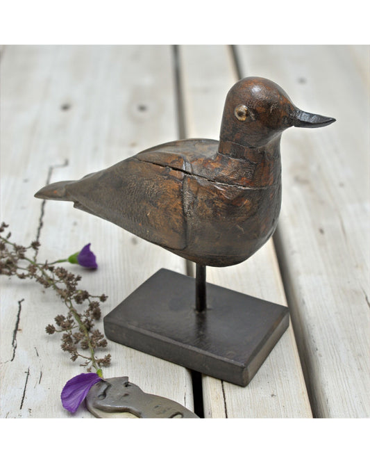 Vintage Wooden Bird Figurine Original Old Hand Carved