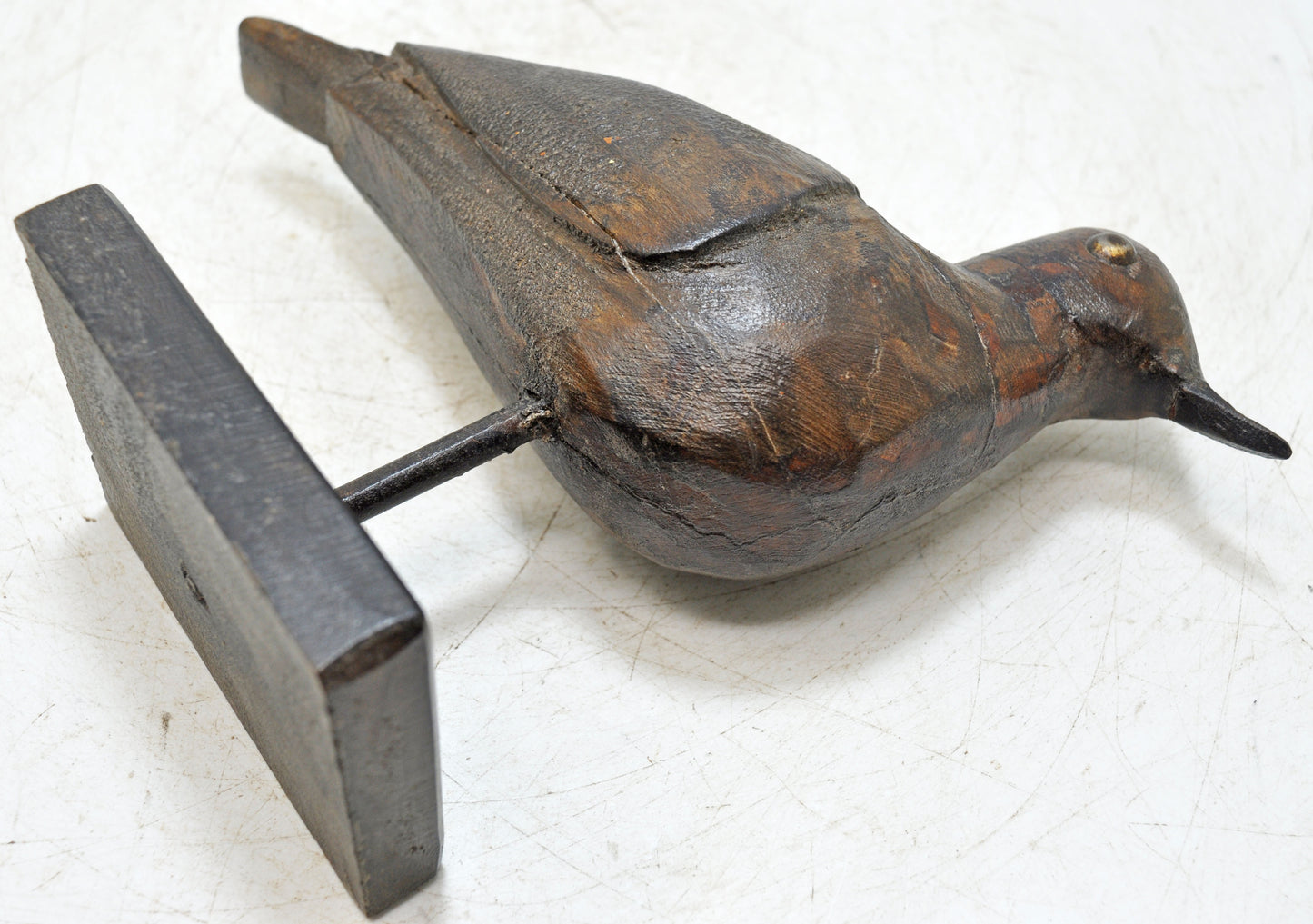 Vintage Wooden Bird Figurine Original Old Hand Carved