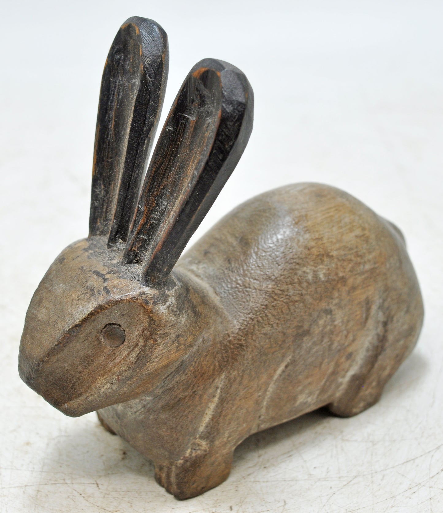 Vintage Wooden Rabbit Figurine Original Old Hand Carved