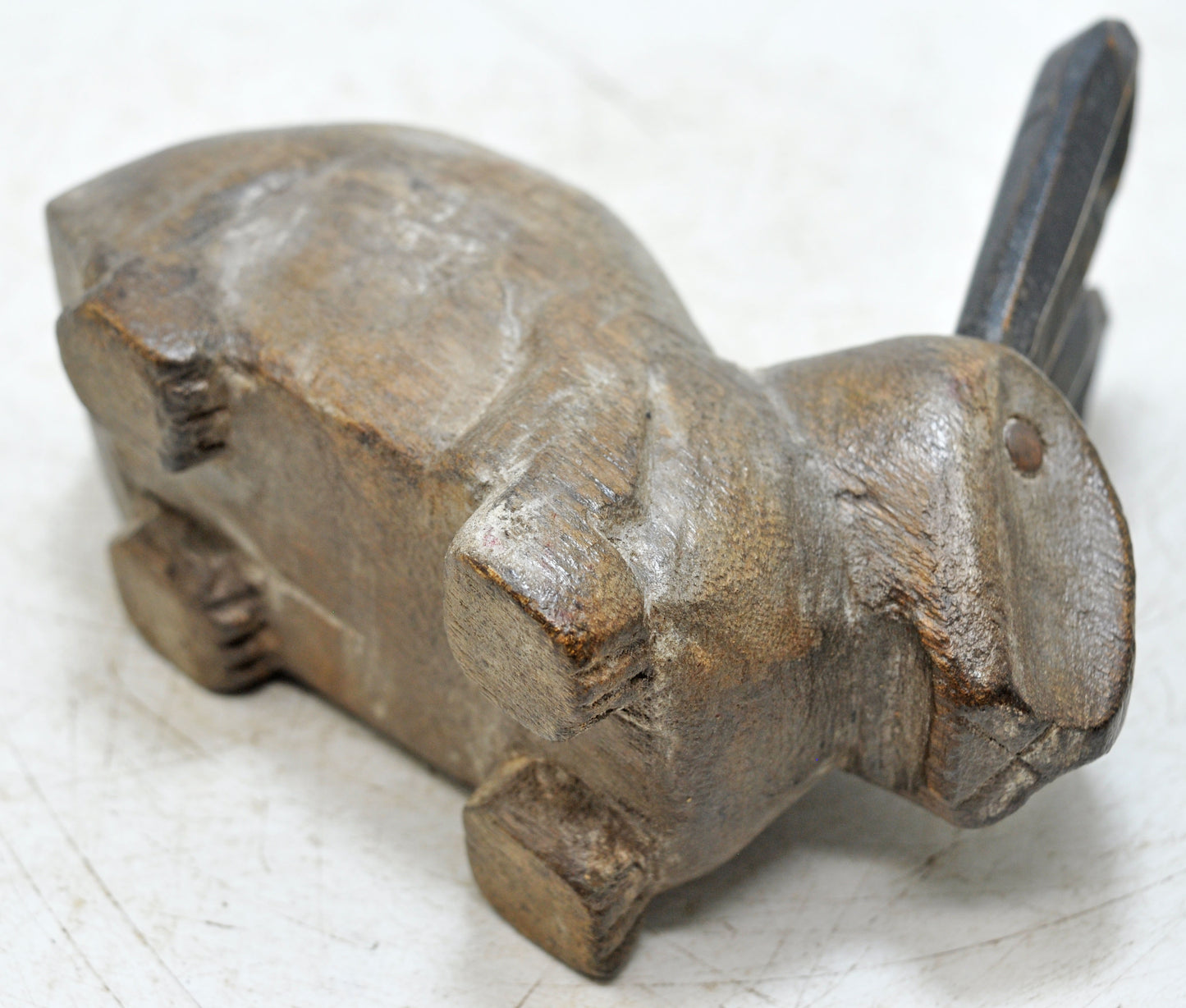 Vintage Wooden Rabbit Figurine Original Old Hand Carved