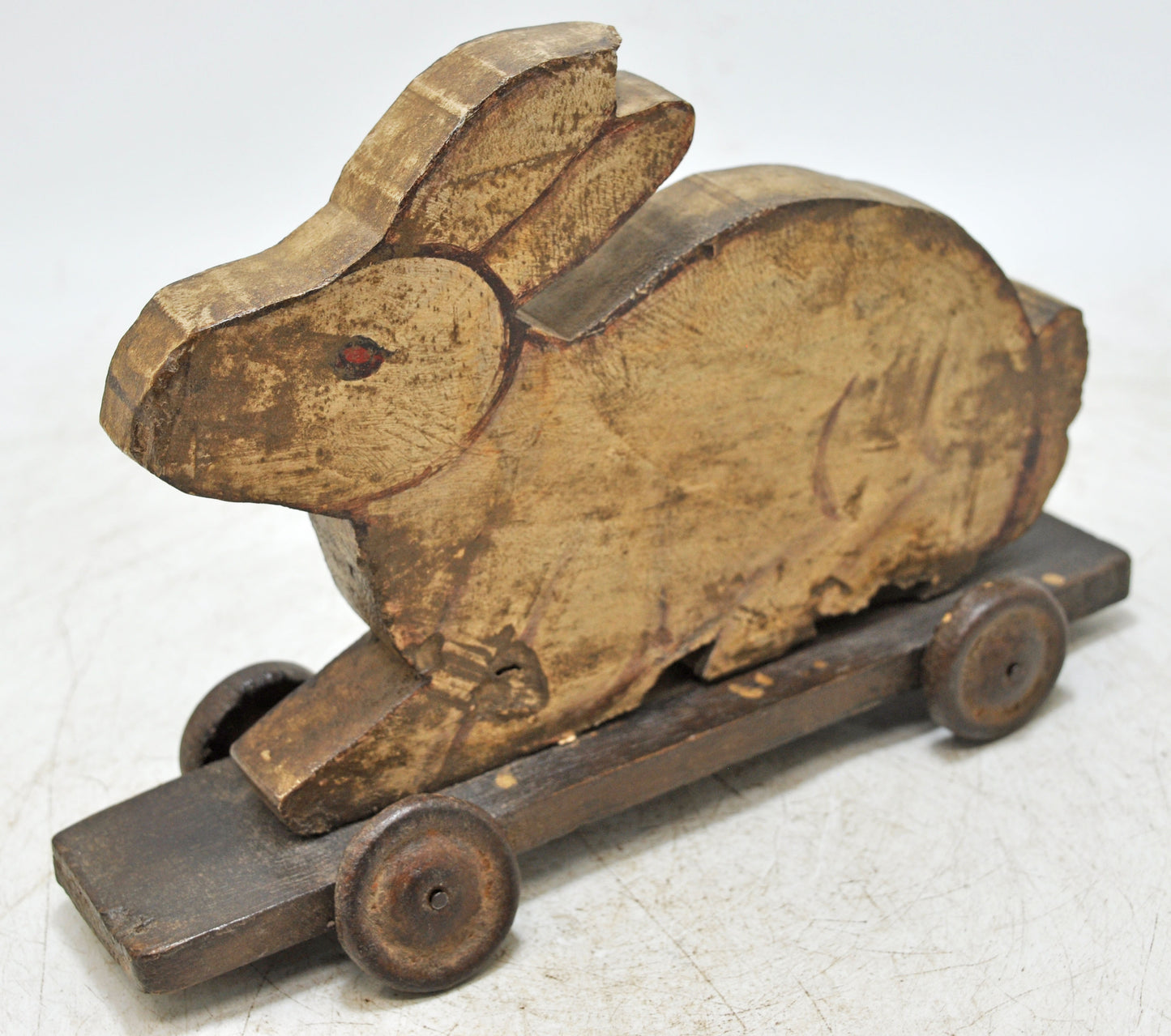 Vintage Wooden Rabbit Figurine Original Old Hand Carved