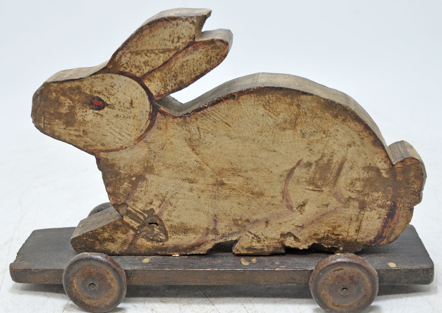 Vintage Wooden Rabbit Figurine Original Old Hand Carved