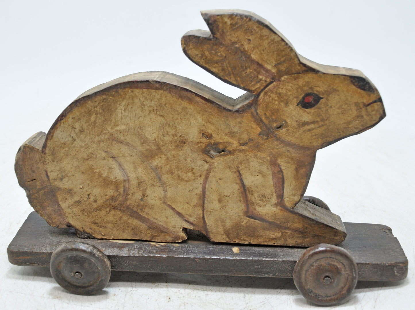 Vintage Wooden Rabbit Figurine Original Old Hand Carved